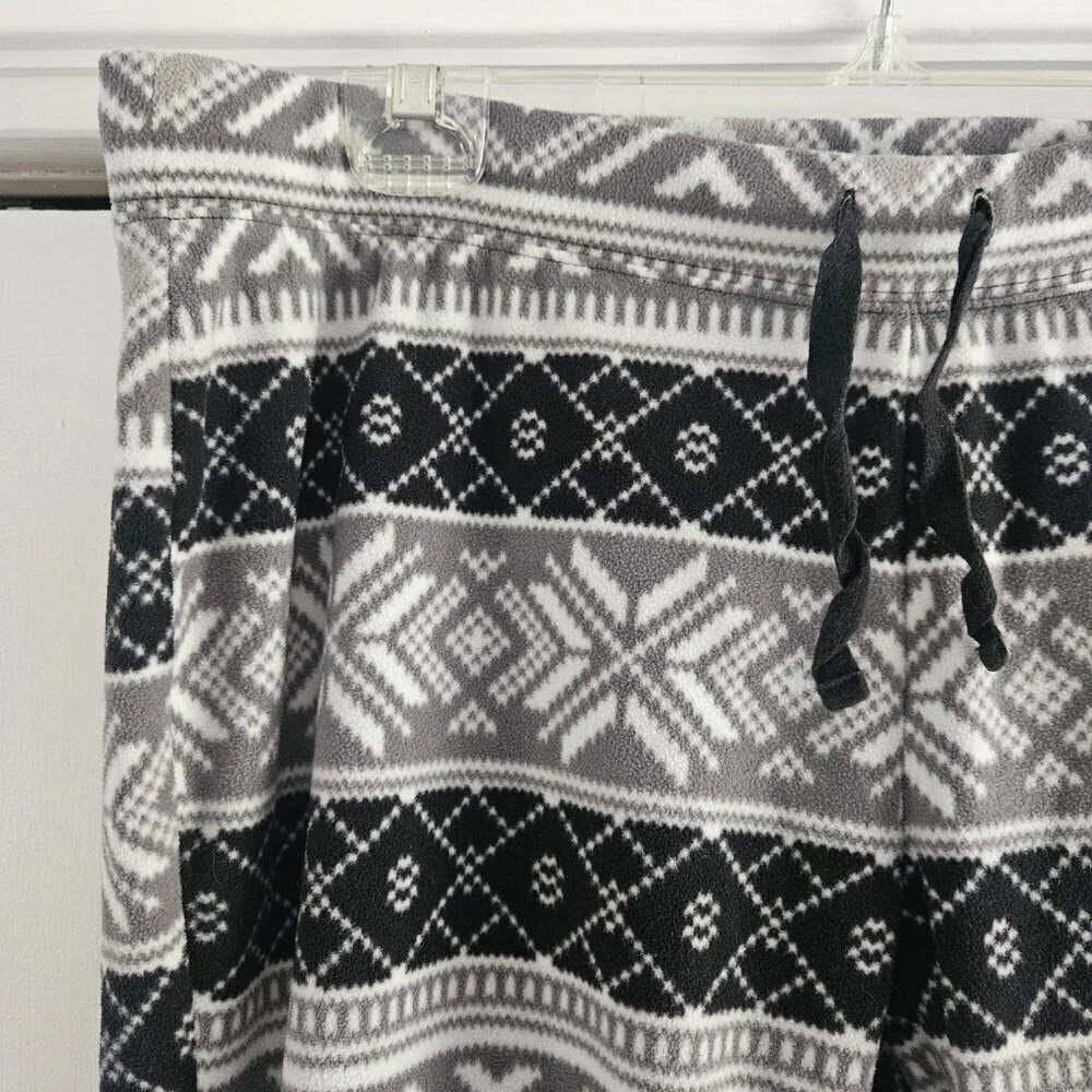 Old Navy Black & Gray Geometric Micro Performance Fleece Large Pajama Pants
